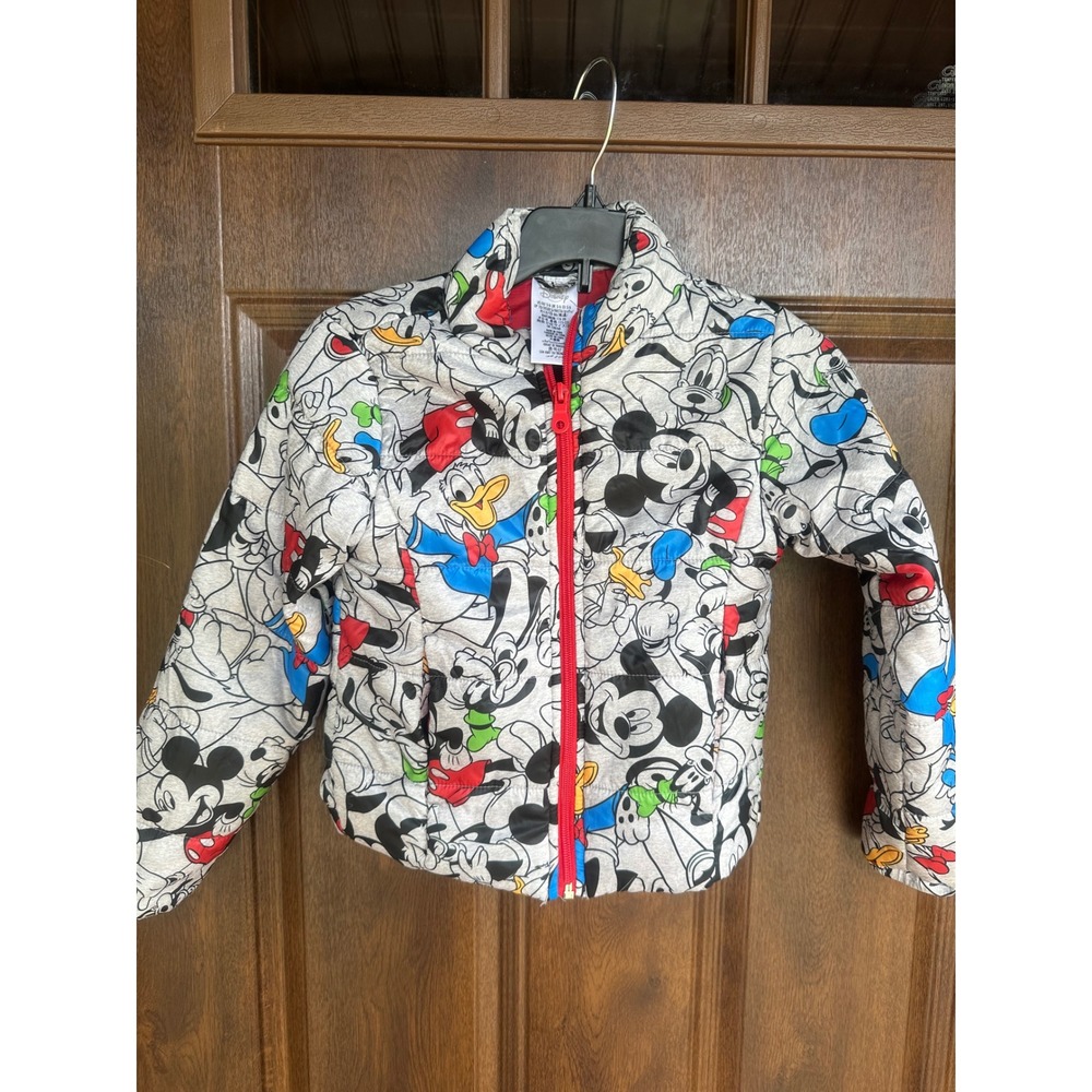 Disney Store Official Kids Mickey and Friends Lightweight Gray Puffer Jacket 5/6